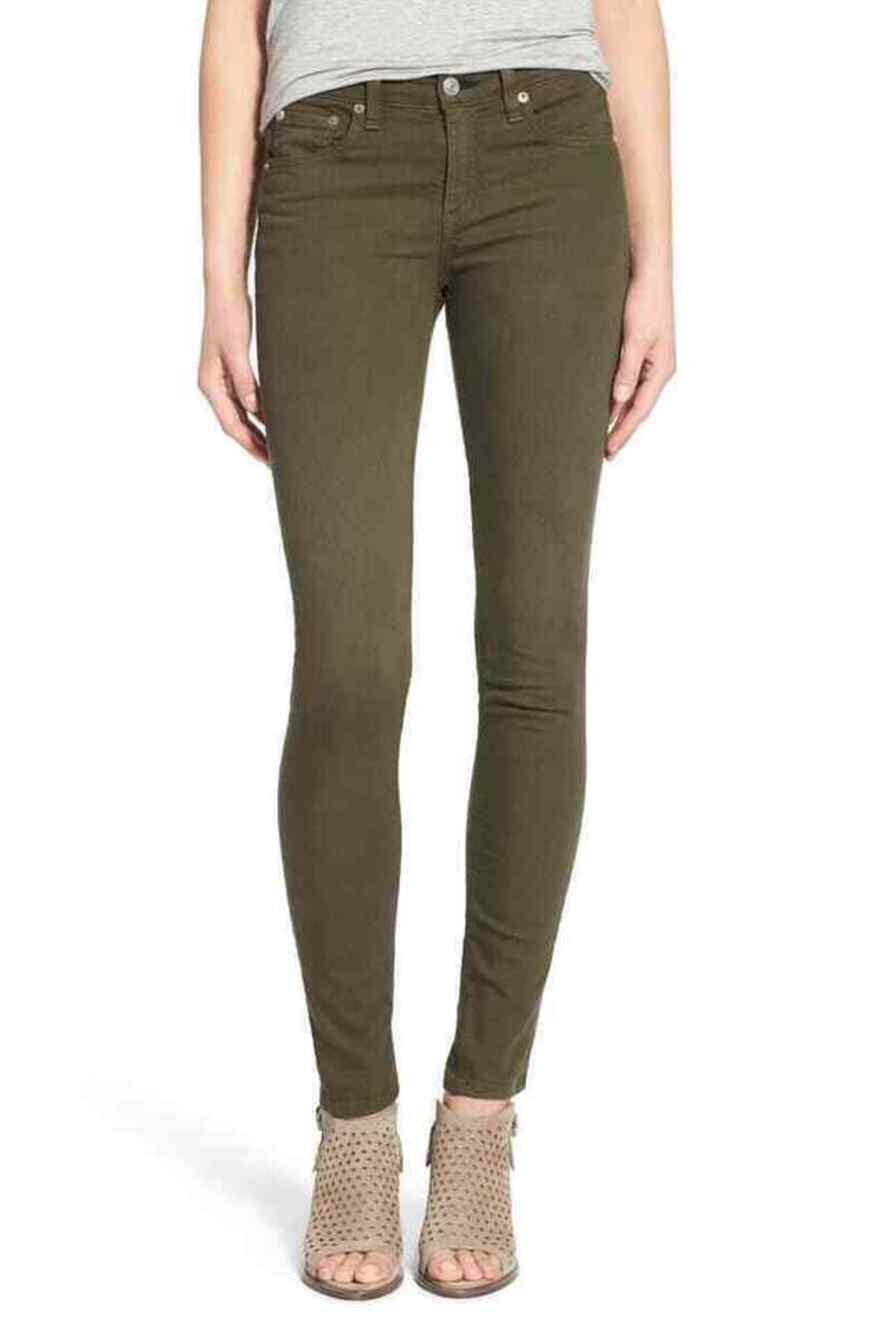 Rag & Bone Skinny Jeans Dist Army Green Stretch Denim